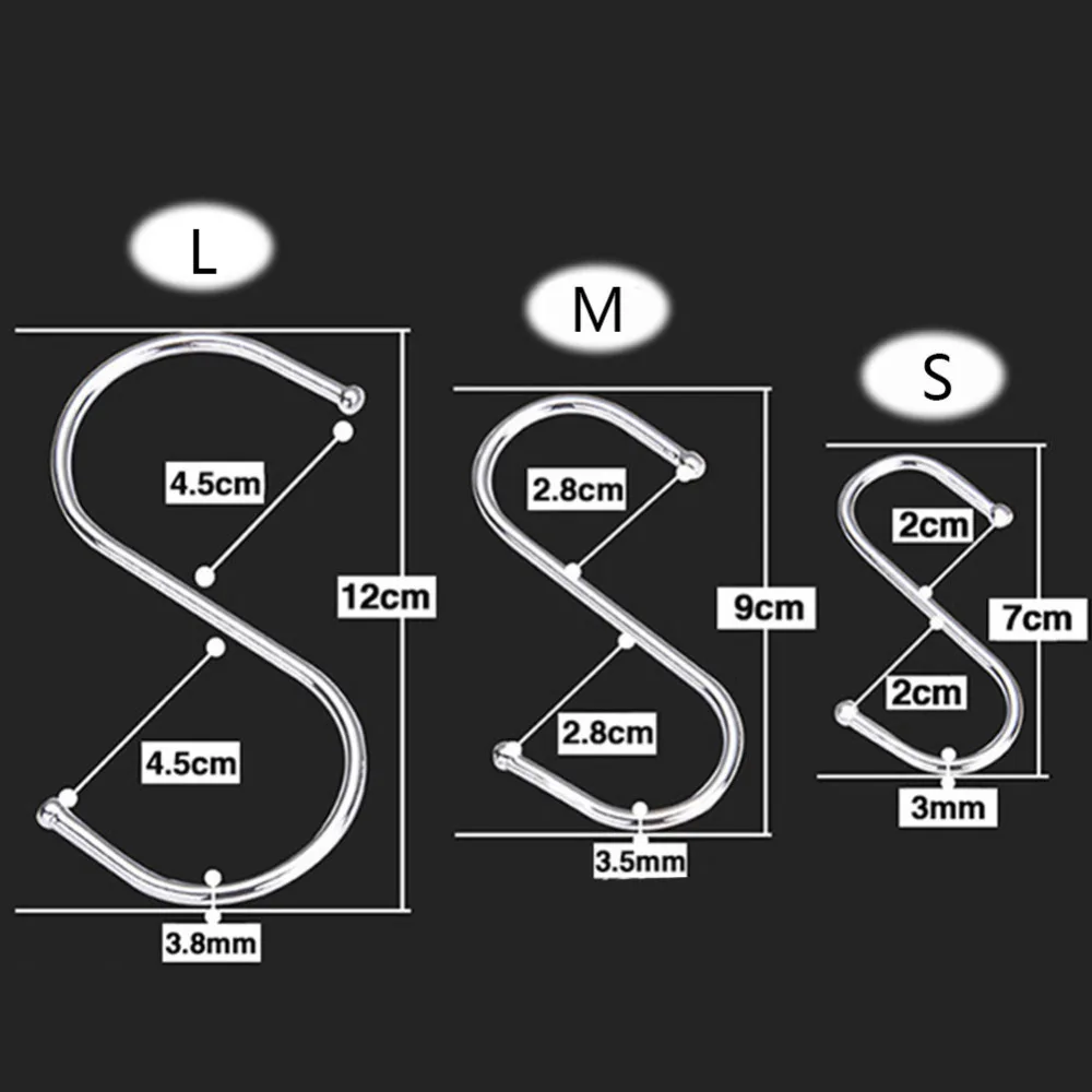 10 шт./компл. Нержавеющая сталь круглый s-образный крючки дом Кухня кастрюля Вешалка Стеллаж для хранения одежды инструмент Кухня инструменты