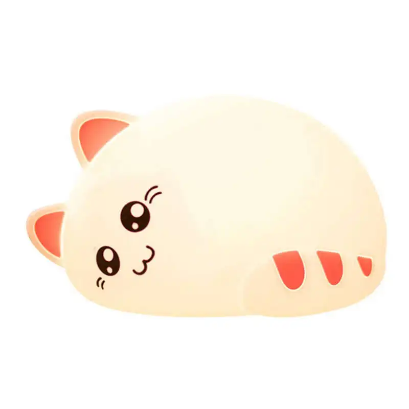 

Usb Rechargeable Cartoon Led Night Light Animal Cat Stype Silicone Soft Breathing Cartoon Baby Nursery Lamp for Children Gift