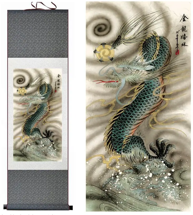 Китайский дракон живопись Домашний офис украшение китайская живопись в свитке дракон живопись Китайская драконовая печать живопись