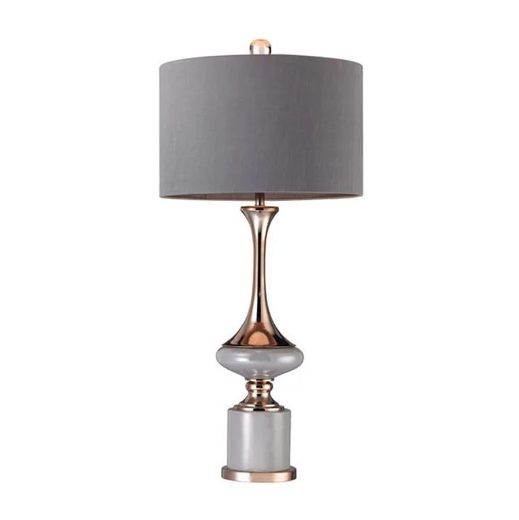 

70cm High Table Lamp with Fabric Shade / Bronzing+Stone Joints / Spain Design