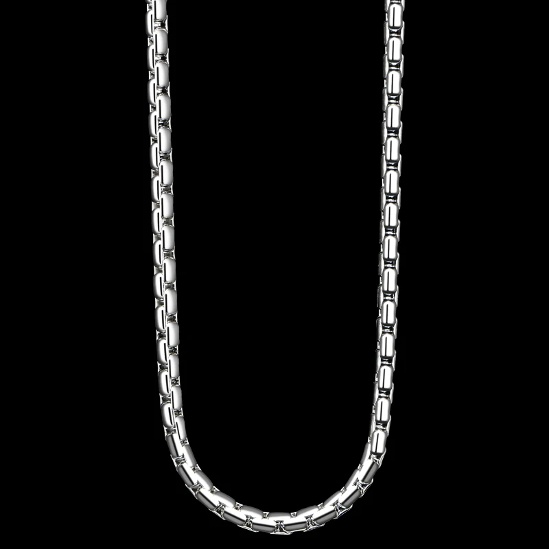 CHUKUI Mens Necklace Silver Chain Stainless Steel Round Box Link Wholesale Jewelry Gift 3mm 20 Inch  (6)