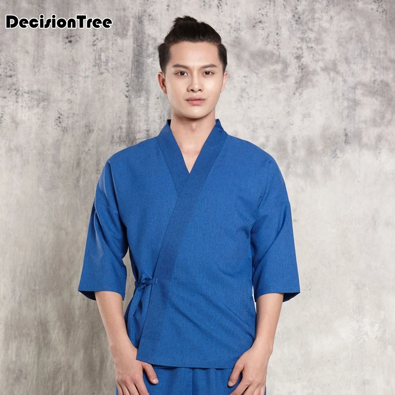 

2019 summer hot unisex japanese korea style medium sleeve chef cook uniform top waiter work wear restaurant sushi cuisine cook