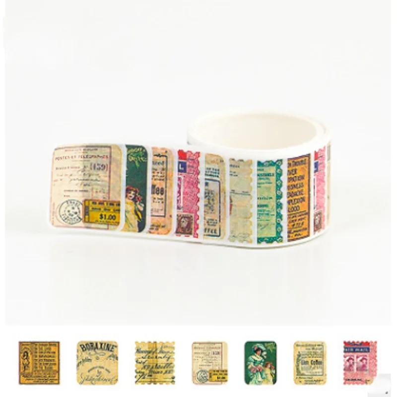 

80Pcs/roll New Nostalgic postage stamp collection Decoration Washi Tape DIY Planner Diary Scrapbooking handcraft Masking Tape