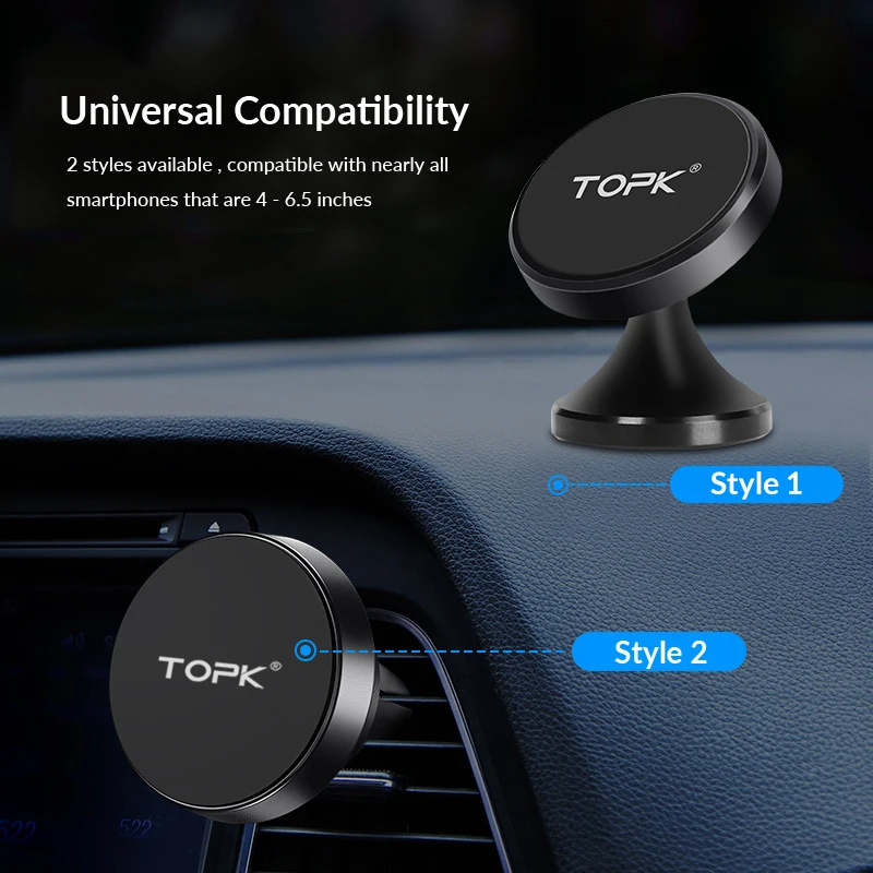 TOPK магнитный автомобильный держатель для телефона для iPhone Xs Max 8 7 6 Plus Xiaomi Магнитная подставка для телефона в автомобиле держатель для мобильного телефона