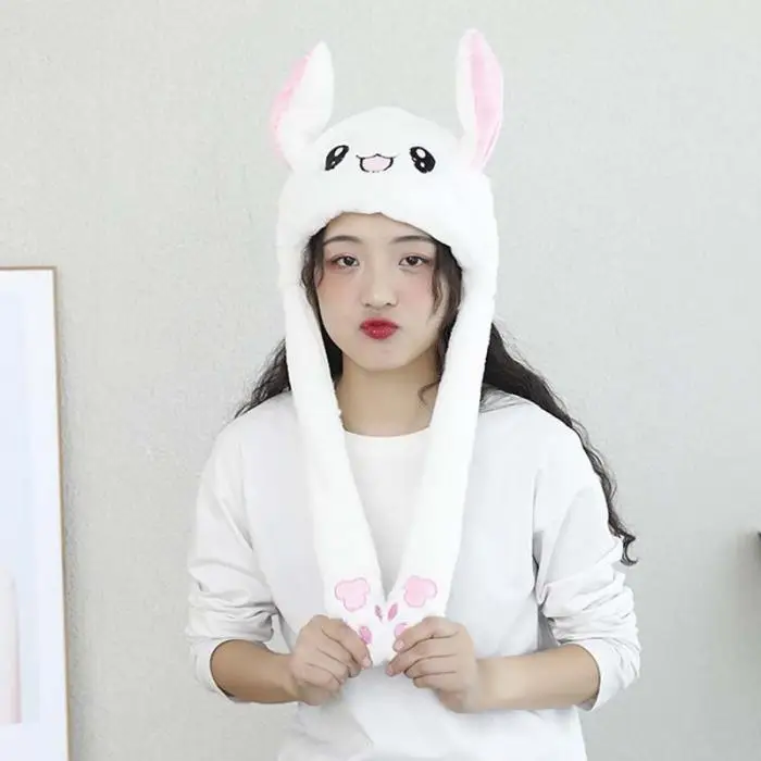 Rabbit Pinching Ear Hat Vocal Flashing Hat Plush Airbag Ear Pop-up Cute Dance Toy YA88