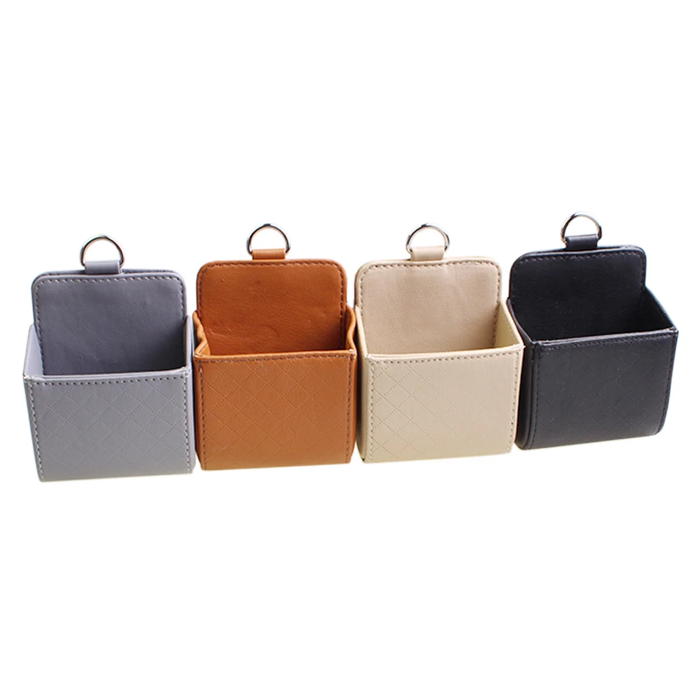 

Car Pocket Seat PU Tidy Storage Coin Bag Case Auto Accessories Multifunction Air Outlet Hanging Checkered Box