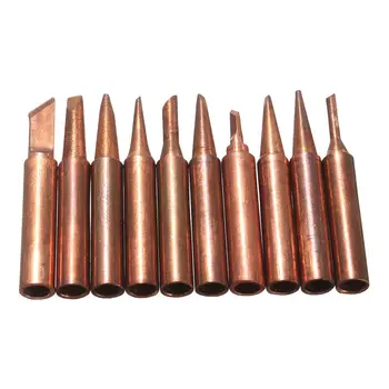 

10 Pure Copper Soldering Solder Iron Tip For 900M Series 852D Iron Hot Air Gun