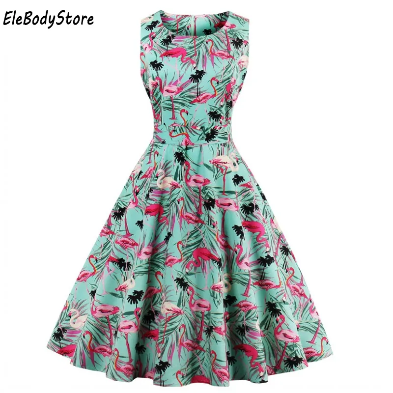 Летнее платье женское 2018 винтажное элегантное vestidos mujer плюс размер 50 s 60 ретро с