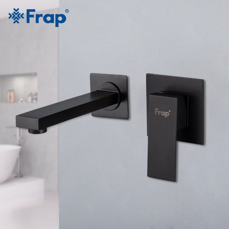 Frap Matte Brass Wall Mounted Basin Faucet Single Handle Bathroom Mixer Tap Black Hot Cold Bathroom Water Sink Faucet Y10050-1