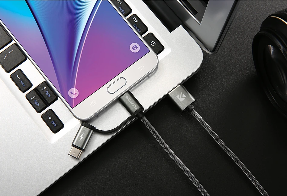 FLOVEME 2 в 1 Mirco USB+ type-C USB кабель в оплетке быстрое зарядное устройство QC 3,0 USB-C кабель для мобильного телефона для Galaxy S8 Xiaomi смартфон