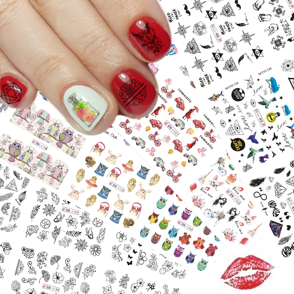 

84pcs Cartoon Water Transfer Nail Sticker Set Flower Jewelry Animals Geometry Slider Nail Art Decoration LABN1129-1212-1