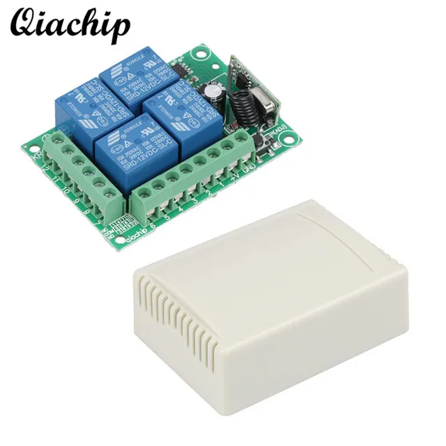 QIACHIP 433Mhz DC 12V 4CH Wireless Remote Control Switch RF Relay QIACHIP 433Mhz DC 12V 4CH Wireless Remote Control Switch RF Relay