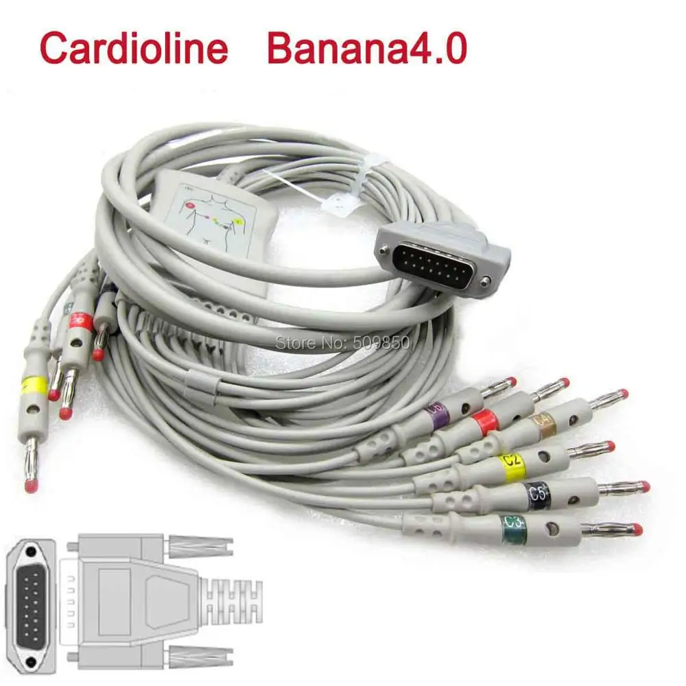 Электрокардиограмма Cardioline Ar600 4 7 k EKG кабель 10 свинцовых ЭКГ кабелей Банан 0 на