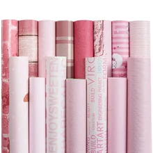 Розовая настенная бумага для детской комнаты, самоклеящаяся настенная бумага для детской комнаты, спальни в маленьком рулоне, размер 0,45*10 м