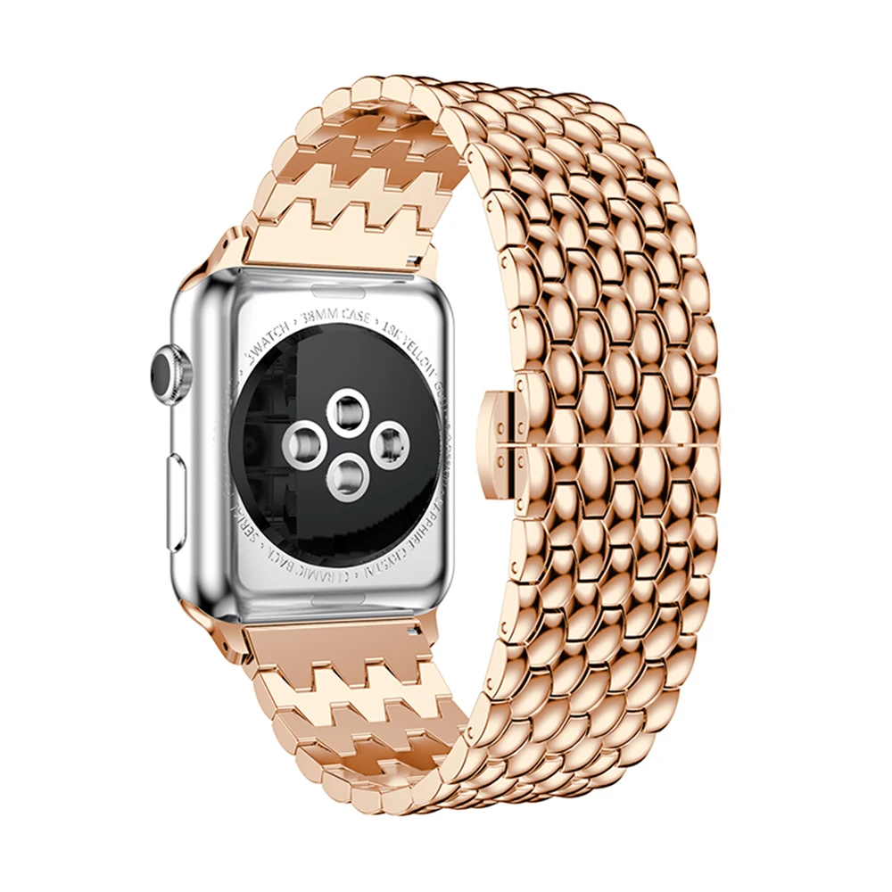 Браслет из нержавеющей стали с застежкой Бабочка для Apple Watch 38 мм 40 42 44 iWatch Series 2 3 4 5