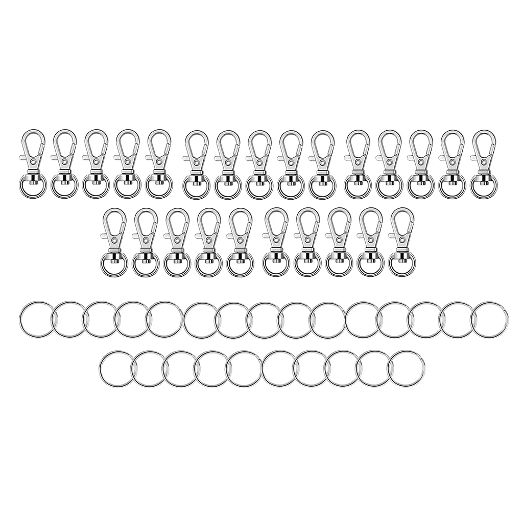 50 Sets Silver Plated Metal Swivel Lobster Clasps Lanyard Snap Hook Clasp Clip Jewelry Findings Clasps for DIY Key Rings Crafts