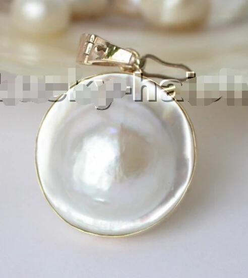 

25mm South Sea white Mabe Pearl necklace pendant