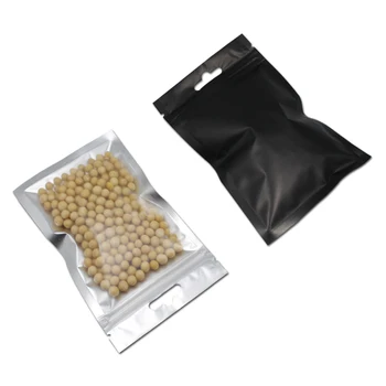 

10*18cm(3.9"*7.1") Wholesale Event Self Seal Matte Clear Zip Lock Packaging Pouch Black Mylar Zipper Plastic Bag With Hang Hole
