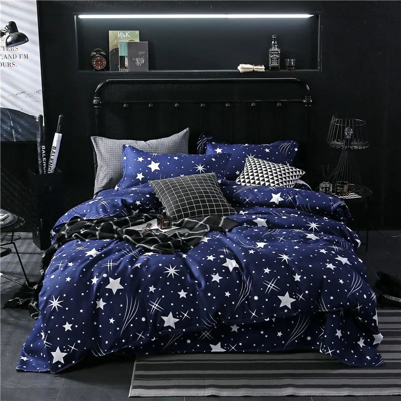  Star Owl Plaids 4pcs Bed Cover Set Cartoon Duvet Cover Adult Kids Boys Bed Sheets And Pillowcases C
