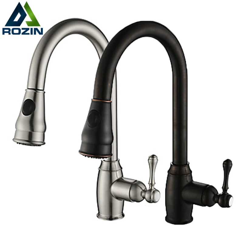 

Best Quality Single Handle Pull Out/Down SPrayer Kitchen Sink Faucet Tap Brushed Nickel Steam & Spray Spout Kitchen Mixers