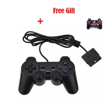 Wired For PS2 Controller Dual Vibration Joystick Gamepad Joypad For PS2 Playstation 2 Black with LOGO Free Shipping