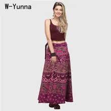 W-Yunna/новые женские миди юбки в стиле Харадзюку, винтажная юбка-макси со шнуровкой, юбка с высокой талией в богемном стиле, плиссированная юбка длиной до лодыжки, Mujer