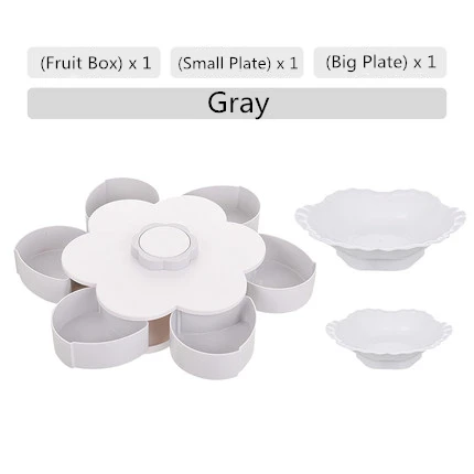 6 Сетка пластиковые конфеты двойная коробка для хранения-палубная вращающаяся коробка для хранения цветочный дизайн свадебные закуски коробка для конфет прибор для хранения фруктов контейнер - Цвет: Gray-plate-x2