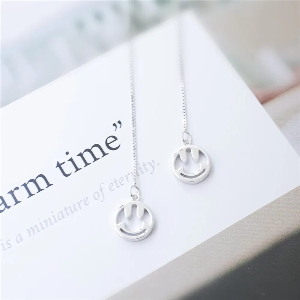 smile face ear line 100% 925 Sterling silver Jewelry fashion Hypoallergenic dangle earrings for women christmas girl gift
