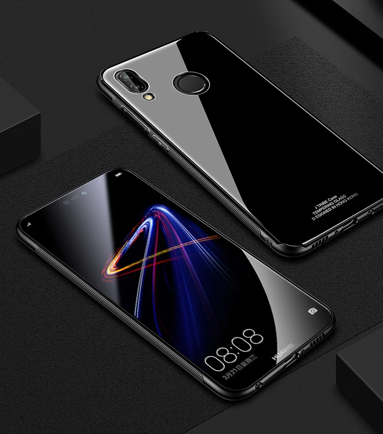 Для Huawei P20 lite случае роскошный блеск Мягкие силиконовые закаленное стекло Броня защитный чехол телефон чехол для Nova 3E случае крышка