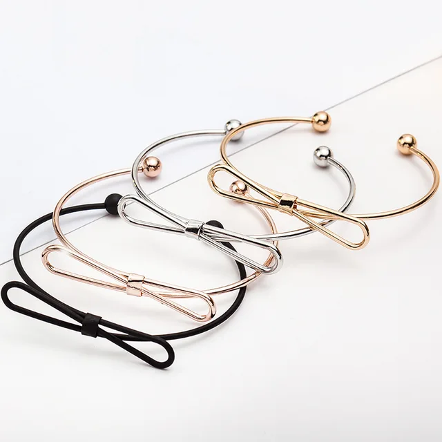 10 Pieces Lot Knot Bangles Bow Bracelets Open Cuff Adjule Black 10 Pieces Lot Knot Bangles Bow Bracelets Open Cuff Adjule Black Silver Rose Gold Color