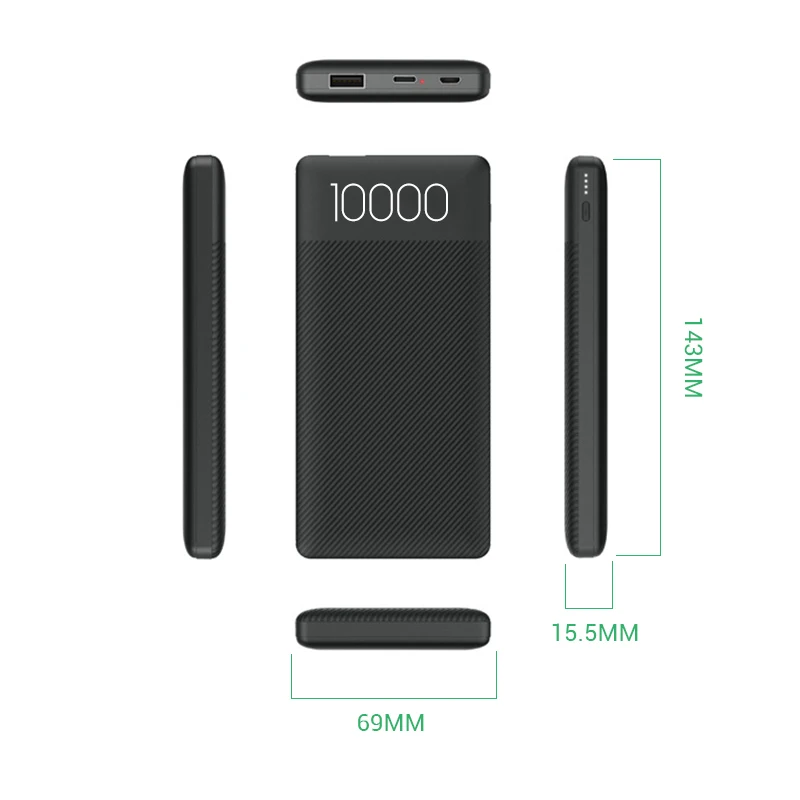 10000mAh Мобильная мощность 10000mAh lcd USB CPD быстрая зарядка банк питания портативное Внешнее зарядное устройство для Xiaomi IPhone повербанк