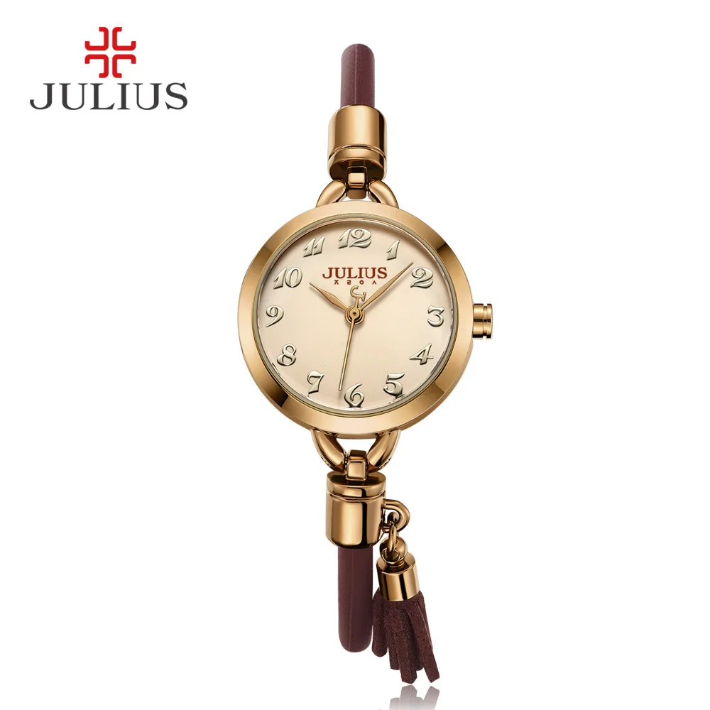 Новое поступление винтажные тонкие часы Julius с кисточками силиконовый ремешок