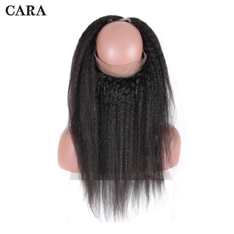 

Kinky Straight Human Hair 360 Lace Frontal Closure Pre Plucked Natural Hairline With Baby Hair Non-Remy Brazilian Hair CARA