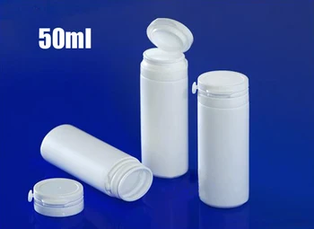 

200pcs 50ml white color tearing cap flat bottles, xylitol bottle,powder tube, solid storages, capsules bottles, plastic bottles