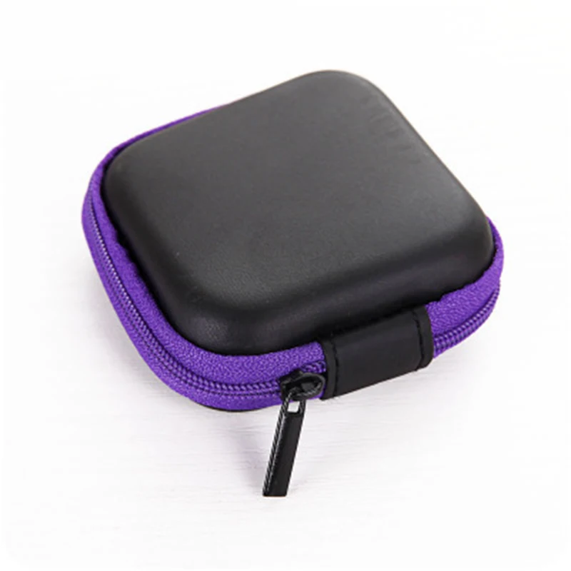 Мини-чехол для наушников на молнии, портативный мини жесткий чехол для хранения, сумка для наушников, наушников, SD, TF карт, аксессуары для путешествий - Цвет: Фиолетовый