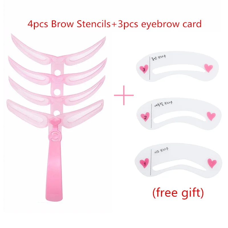 

4Pcs/Set Brow Stencils Eyebrow Shaping & Defining Stencils Reusable Eye Brow Drawing Guide Tool and Free Eyebrow Card for Gift