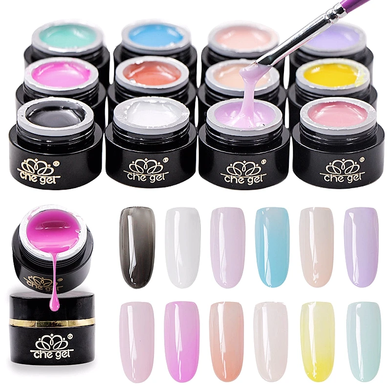 

12 Che Rainbow Translucent Extension Gel Color Nail LED UV Builder Gel Nail Art Creative Manicure Set Decoration Tools