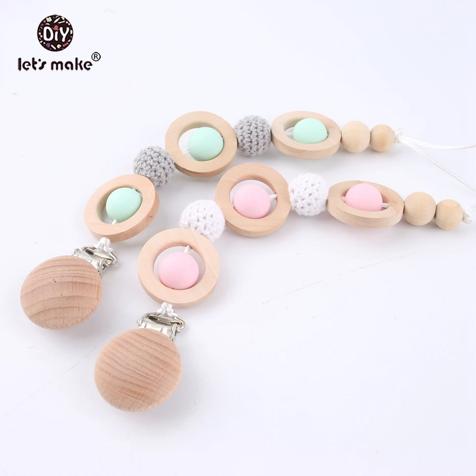 Let's make Silicone Can Chew Beads Handmade Nursing Pacifier Clip Chains Crochet Beads Making Baby Shower Gifts Wooden Teethers