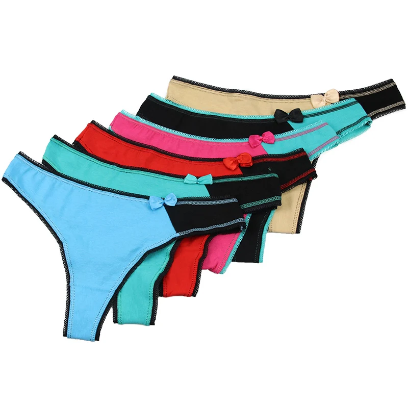 4Pieces/Lot G strings Women Sexy Thongs Cotton Comfortable Breathable G strings Double Cotton
