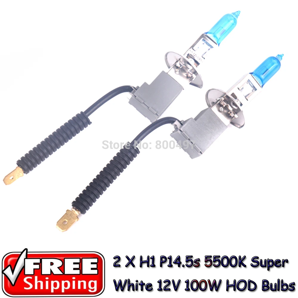 

2 x H1 P14.5s 12V 5500K 100W Супер Белые автомобильные галогенные лампы HOD