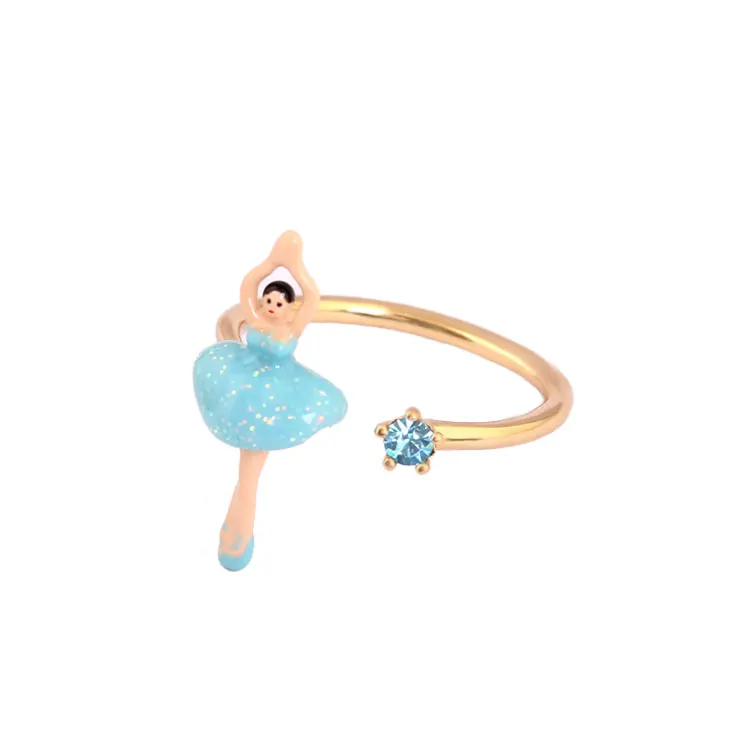 

Ballet Dancing Girl Ring Elegant Noble Luxury Jewelry Enamel Glaze Ring Valentines Day Gift
