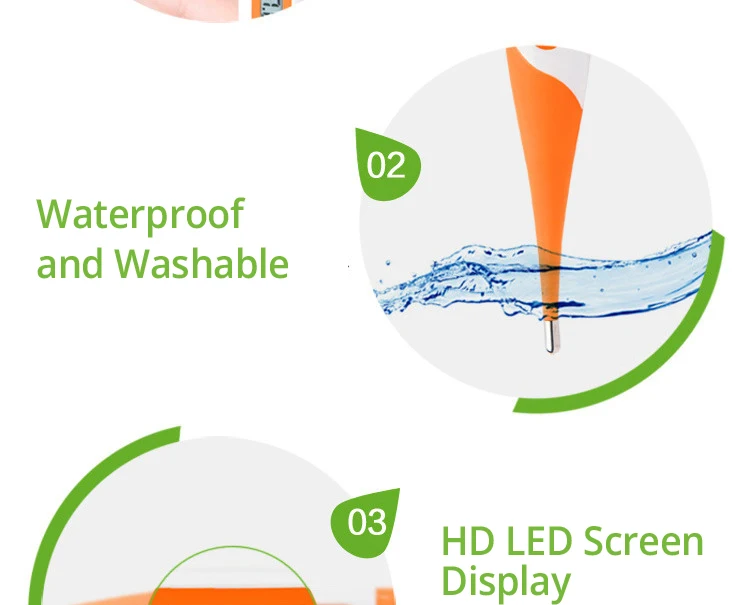 FDA утвержденных бытовой Применение мягкая голова Цифровой Электрический термометр светодиодный Экран Водонепроницаемый и моющиеся