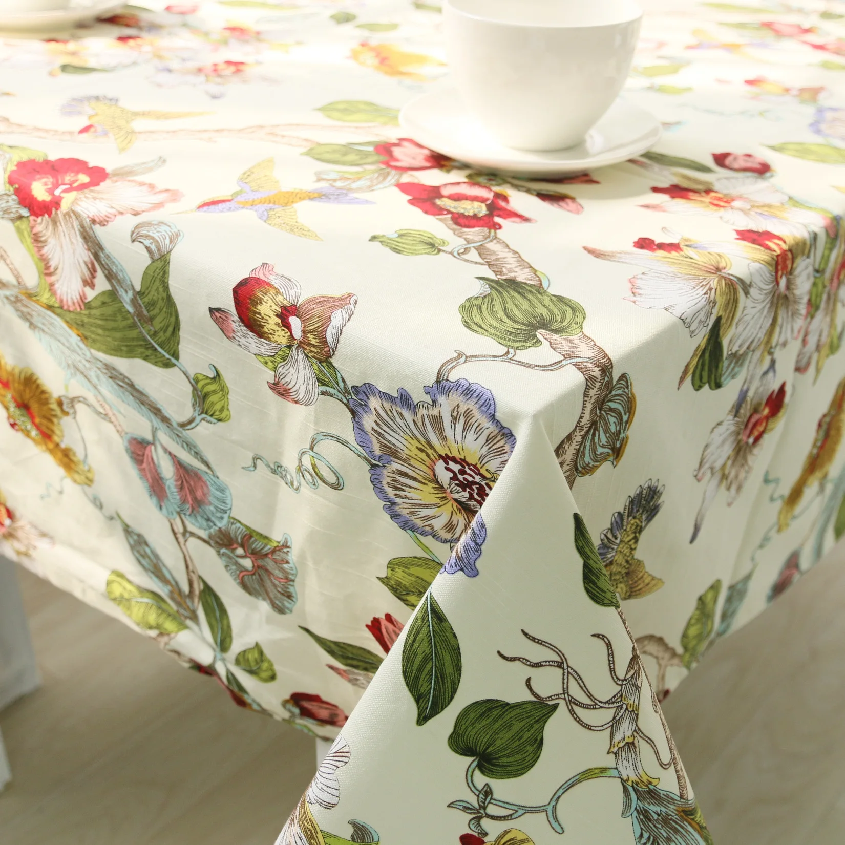 Chinese Style Floral Table Cloth Cotton Table Cover Toalha De Mesa