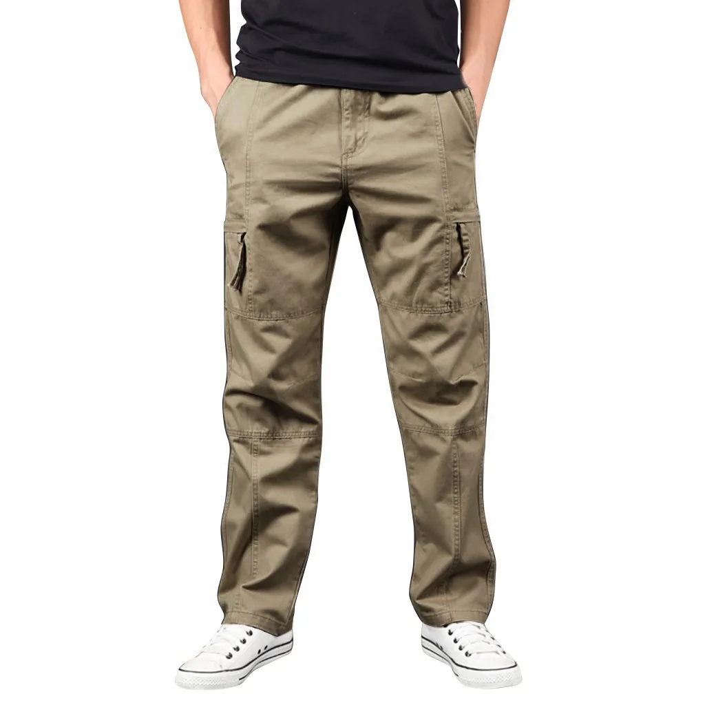 JAYCOSIN новые летние мужские брюки Модные уличные мульти-карманные комбинезоны прямые однотонные спортивные брюки уличная 9614 - Цвет: Khaki