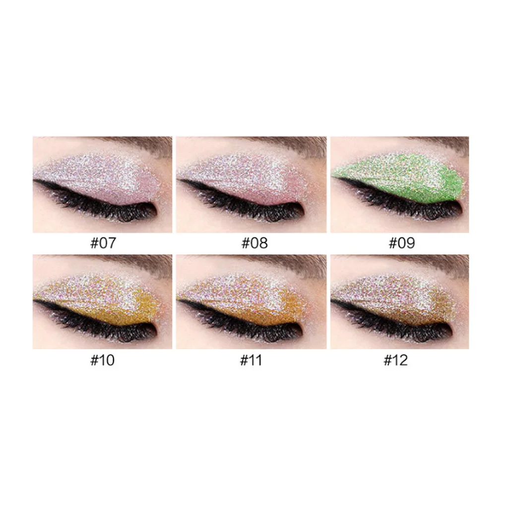 hengfang6pcs/set Liquid Eyeshadow Easy Dye Glittering Women Waterproof Eyeshadow Smooth Brush Girl Makeup Supplies