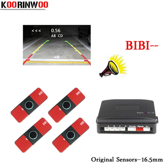 Koorinwoo Visible Original 16.5mm Parktronic Dual Core Car Parking Sensor 4 Radars Alarm Rear view System Video Parking Asystem