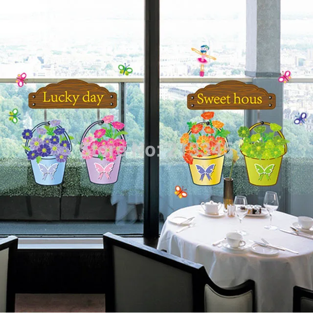 [Fundecor] diy wall stickers home decor Potted flower pot plant decals murals decoration stikers