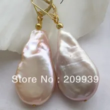 00196 розовый монет пресной воды перл мотаться серьги 14