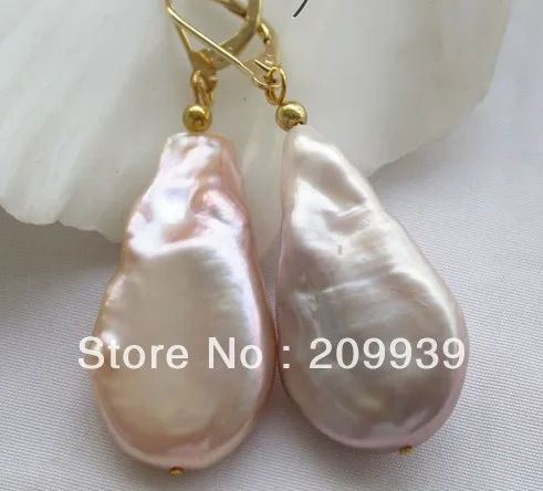 

free shipping 00196 pink coin freshwater pearl dangle earring 14