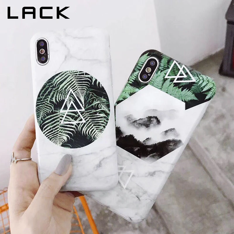 

LACK Marble Leaf Phone Case For iphone X Case For iphone 6 6S 7 8 Plus Cover Retro Summer Leaves Cases Fashion Soft IMD Capa